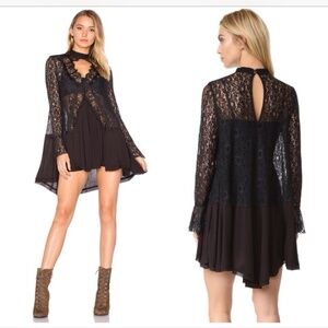 Free People Black Lace Midi Dress